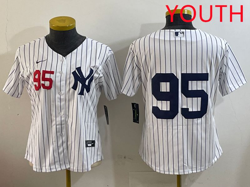 Youth New York Yankees #95 No Name White Stripe Game 2025 Nike MLB Jersey style 6->youth mlb jersey->Youth Jersey